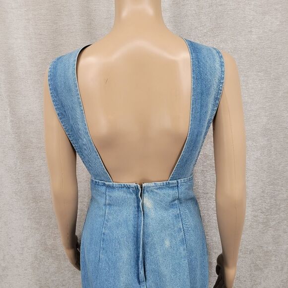 My Michelle Vintage Jumpsuit Overalls Denim Plunging Neckline Colorful Gemstones - Picture 5 of 16